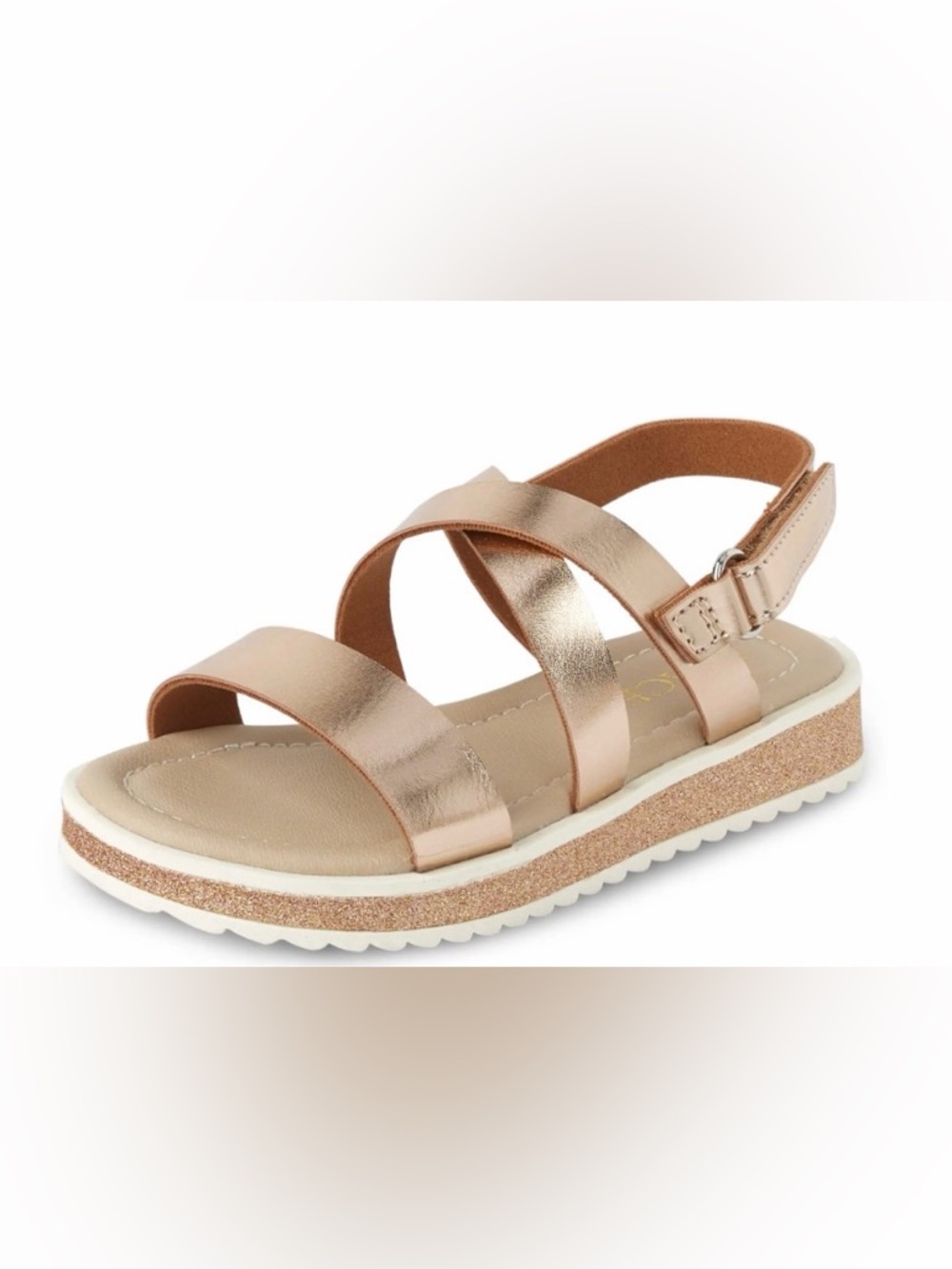 The Children's Place Metallic Rose Gold Platform Sandals with Adjustable Straps